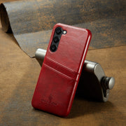 For Samsung Galaxy S24+ 5G Fierre Shann Oil Wax Texture Leather Phone Case with Card Slots(Red)