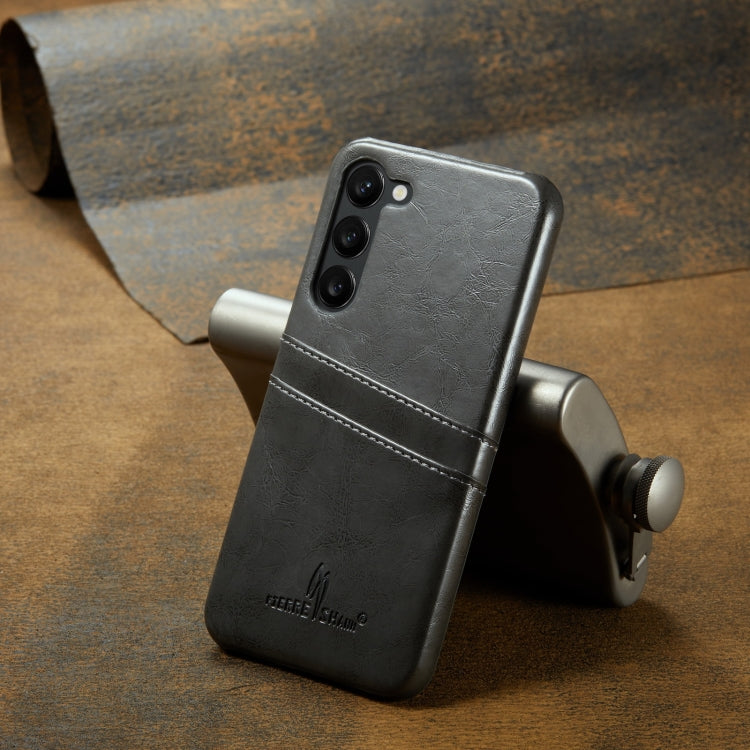 For Samsung Galaxy S24+ 5G Fierre Shann Oil Wax Texture Leather Phone Case with Card Slots(Black) - free shipping - PMC Jewellery - Order now!