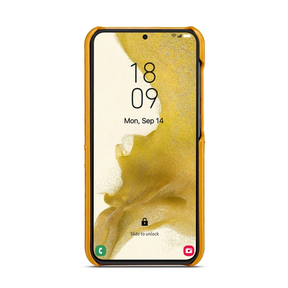 For Samsung Galaxy S24 5G Fierre Shann Oil Wax Texture Leather Phone Case with Card Slots(Yellow)