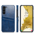 For Samsung Galaxy S24 5G Fierre Shann Oil Wax Texture Leather Phone Case with Card Slots(Blue) - free shipping - PMC Jewellery - Order now!
