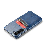 For Samsung Galaxy S24 5G Fierre Shann Oil Wax Texture Leather Phone Case with Card Slots(Blue)