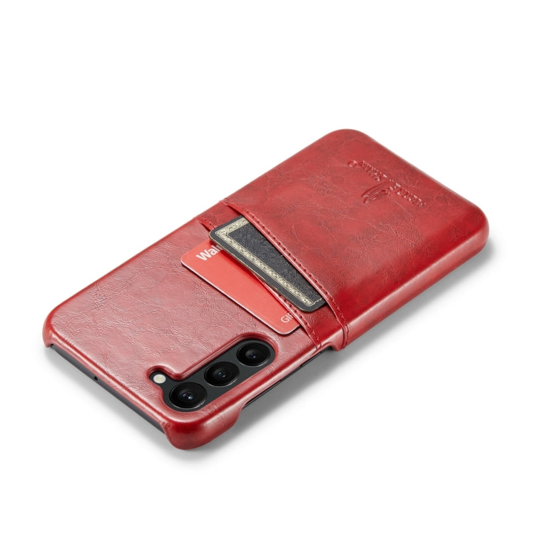 For Samsung Galaxy S24 5G Fierre Shann Oil Wax Texture Leather Phone Case with Card Slots(Red) - free shipping - PMC Jewellery - Order now!