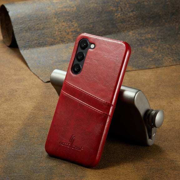 For Samsung Galaxy S24 5G Fierre Shann Oil Wax Texture Leather Phone Case with Card Slots(Red)