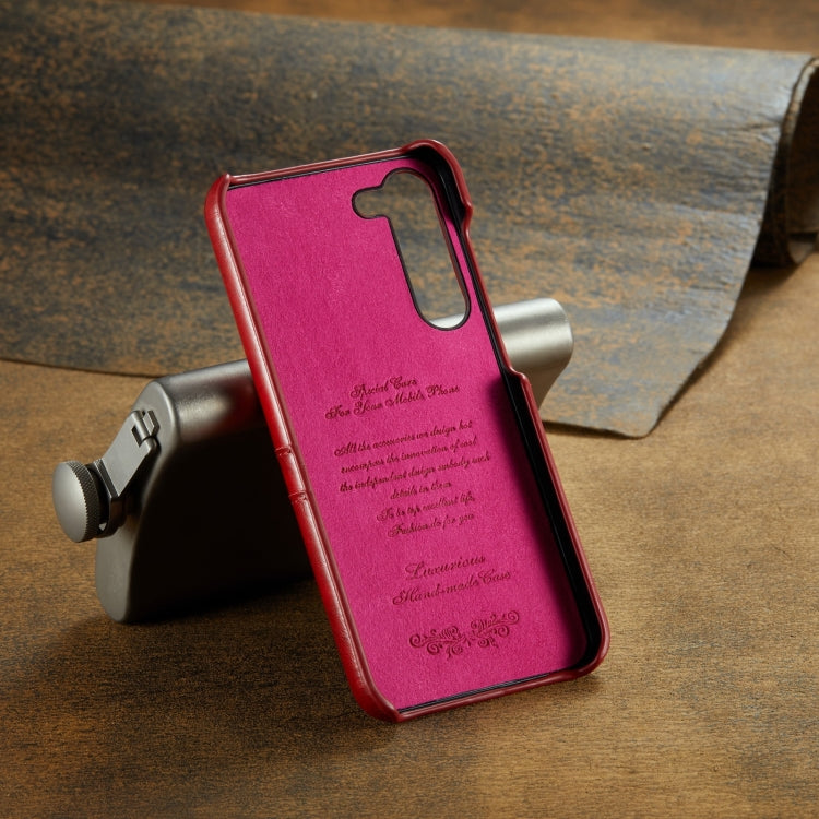For Samsung Galaxy S24 5G Fierre Shann Oil Wax Texture Leather Phone Case with Card Slots(Red)