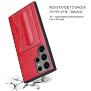 For Samsung Galaxy S24 Ultra 5G Fierre Shann Full Coverage Protective Leather Phone Case(Red)