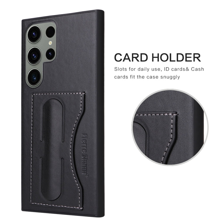 For Samsung Galaxy S24 Ultra 5G Fierre Shann Full Coverage Protective Leather Phone Case(Black)