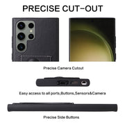 For Samsung Galaxy S24 Ultra 5G Fierre Shann Full Coverage Protective Leather Phone Case(Black)