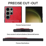 For Samsung Galaxy S24+ 5G Fierre Shann Full Coverage Protective Leather Phone Case(Red)