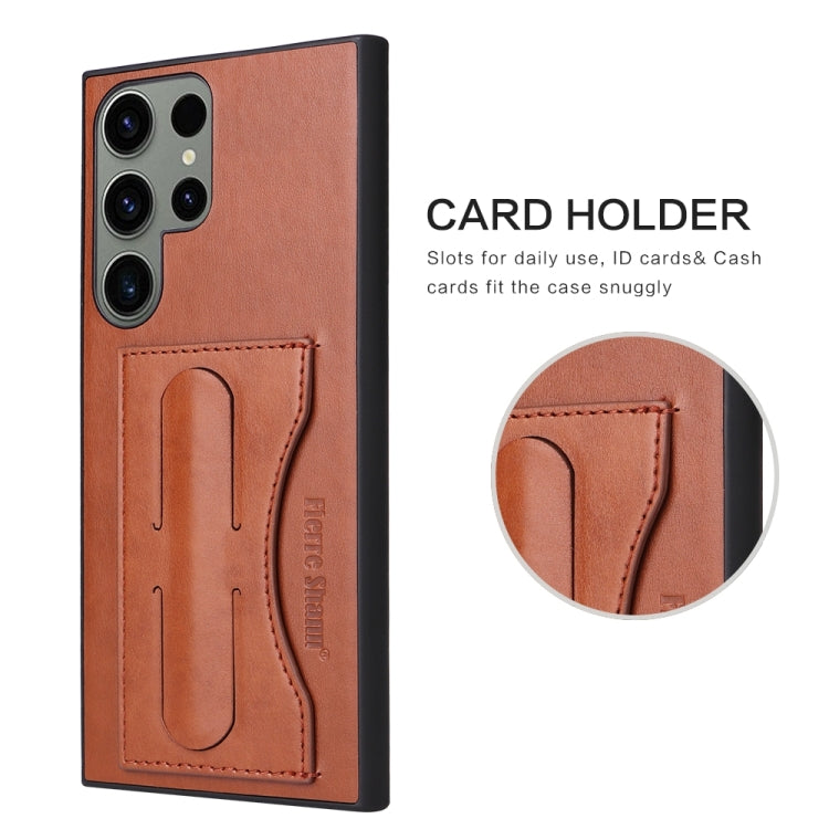 For Samsung Galaxy S24+ 5G Fierre Shann Full Coverage Protective Leather Phone Case(Brown)