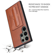 For Samsung Galaxy S24+ 5G Fierre Shann Full Coverage Protective Leather Phone Case(Brown)