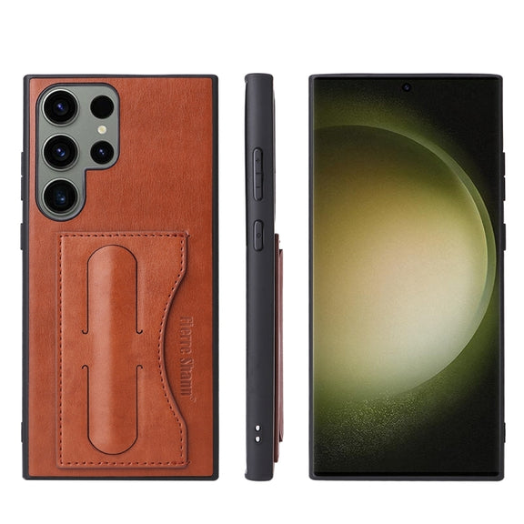 For Samsung Galaxy S24+ 5G Fierre Shann Full Coverage Protective Leather Phone Case(Brown)