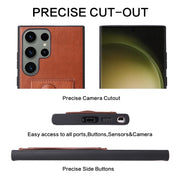For Samsung Galaxy S24+ 5G Fierre Shann Full Coverage Protective Leather Phone Case(Brown)