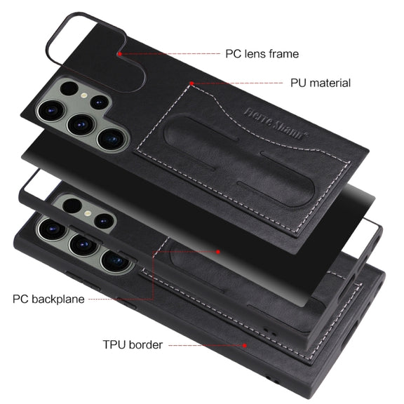 For Samsung Galaxy S24+ 5G Fierre Shann Full Coverage Protective Leather Phone Case(Black)