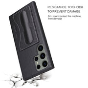 For Samsung Galaxy S24+ 5G Fierre Shann Full Coverage Protective Leather Phone Case(Black)