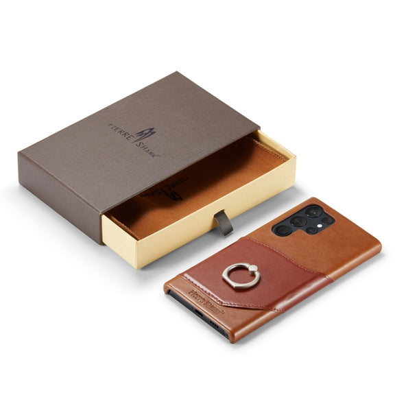 For Samsung Galaxy S24 Ultra 5G Fierre Shann Oil Wax Texture Genuine Leather Back Phone Case(Brown)