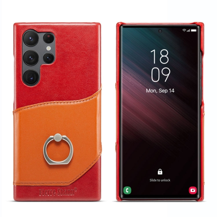 For Samsung Galaxy S24 Ultra 5G Fierre Shann Oil Wax Texture Genuine Leather Back Phone Case(Red) - free shipping - PMC Jewellery - Order now!