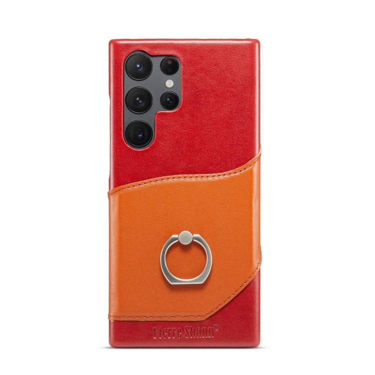 For Samsung Galaxy S24 Ultra 5G Fierre Shann Oil Wax Texture Genuine Leather Back Phone Case(Red) - free shipping - PMC Jewellery - Order now!