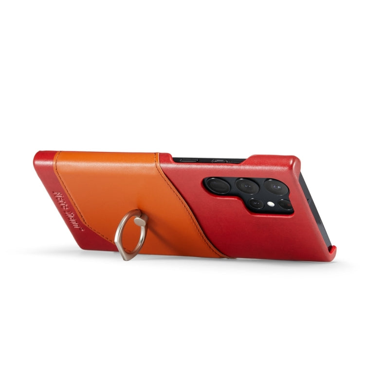 For Samsung Galaxy S24 Ultra 5G Fierre Shann Oil Wax Texture Genuine Leather Back Phone Case(Red)