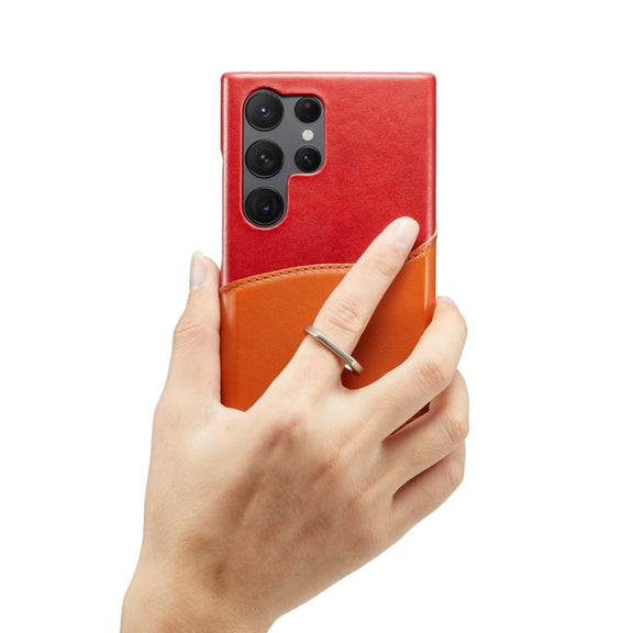 For Samsung Galaxy S24 Ultra 5G Fierre Shann Oil Wax Texture Genuine Leather Back Phone Case(Red)