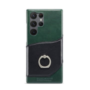 For Samsung Galaxy S24 Ultra 5G Fierre Shann Oil Wax Texture Genuine Leather Back Phone Case(Black)