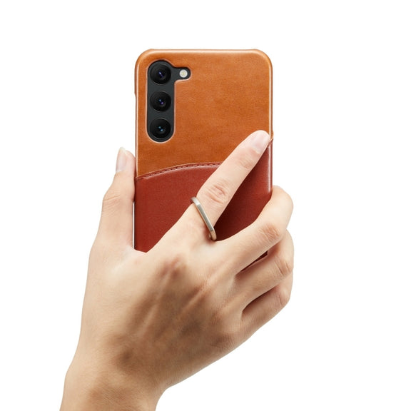 For Samsung Galaxy S24+ 5G Fierre Shann Oil Wax Texture Genuine Leather Back Phone Case(Brown)