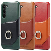 For Samsung Galaxy S24 5G Fierre Shann Oil Wax Texture Genuine Leather Back Phone Case(Red)
