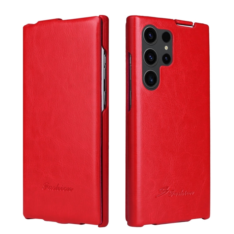 For Samsung Galaxy S24 Ultra 5G Fierre Shann 64 Texture Vertical Flip PU Leather Phone Case(Red) - Galaxy S24 Ultra 5G Cases by FIERRE SHANN | Online Shopping South Africa | PMC Jewellery | Buy Now Pay Later Mobicred