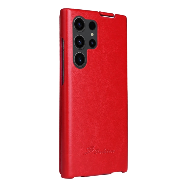 For Samsung Galaxy S24 Ultra 5G Fierre Shann 64 Texture Vertical Flip PU Leather Phone Case(Red) - Galaxy S24 Ultra 5G Cases by FIERRE SHANN | Online Shopping South Africa | PMC Jewellery | Buy Now Pay Later Mobicred