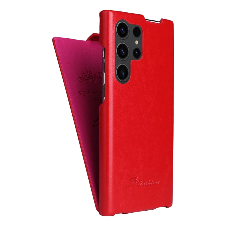 For Samsung Galaxy S24 Ultra 5G Fierre Shann 64 Texture Vertical Flip PU Leather Phone Case(Red) - Galaxy S24 Ultra 5G Cases by FIERRE SHANN | Online Shopping South Africa | PMC Jewellery | Buy Now Pay Later Mobicred