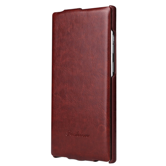 For Samsung Galaxy S24 Ultra 5G Fierre Shann 64 Texture Vertical Flip PU Leather Phone Case(Brown)