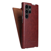 For Samsung Galaxy S24 Ultra 5G Fierre Shann 64 Texture Vertical Flip PU Leather Phone Case(Brown)