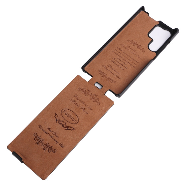 For Samsung Galaxy S24 Ultra 5G Fierre Shann 64 Texture Vertical Flip PU Leather Phone Case(Brown)
