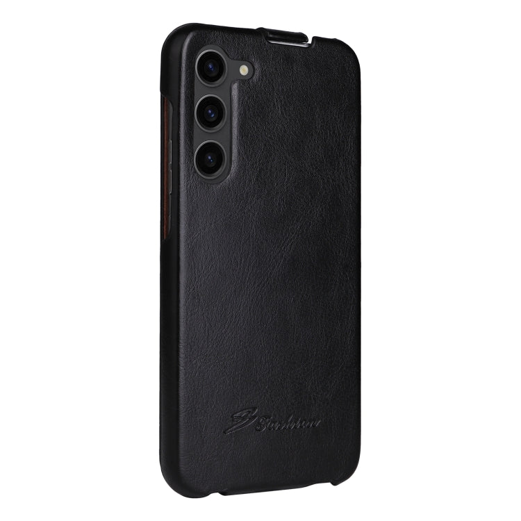 For Samsung Galaxy S24+ 5G Fierre Shann 64 Texture Vertical Flip PU Leather Phone Case(Black)