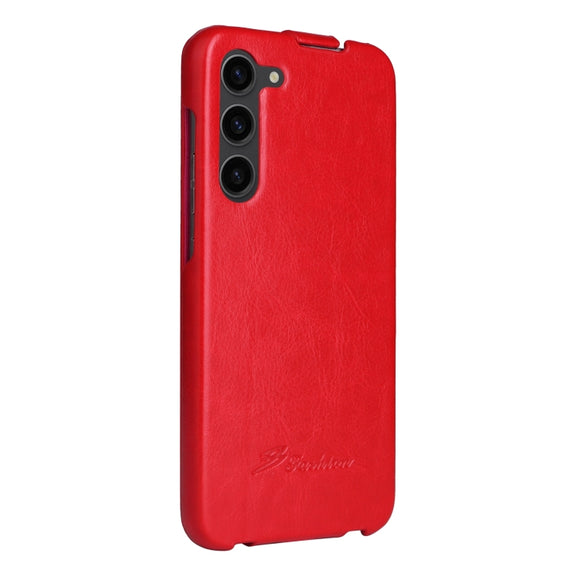 For Samsung Galaxy S24 5G Fierre Shann 64 Texture Vertical Flip PU Leather Phone Case(Red)