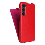 For Samsung Galaxy S24 5G Fierre Shann 64 Texture Vertical Flip PU Leather Phone Case(Red)