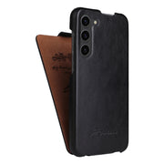 For Samsung Galaxy S24 5G Fierre Shann 64 Texture Vertical Flip PU Leather Phone Case(Black)
