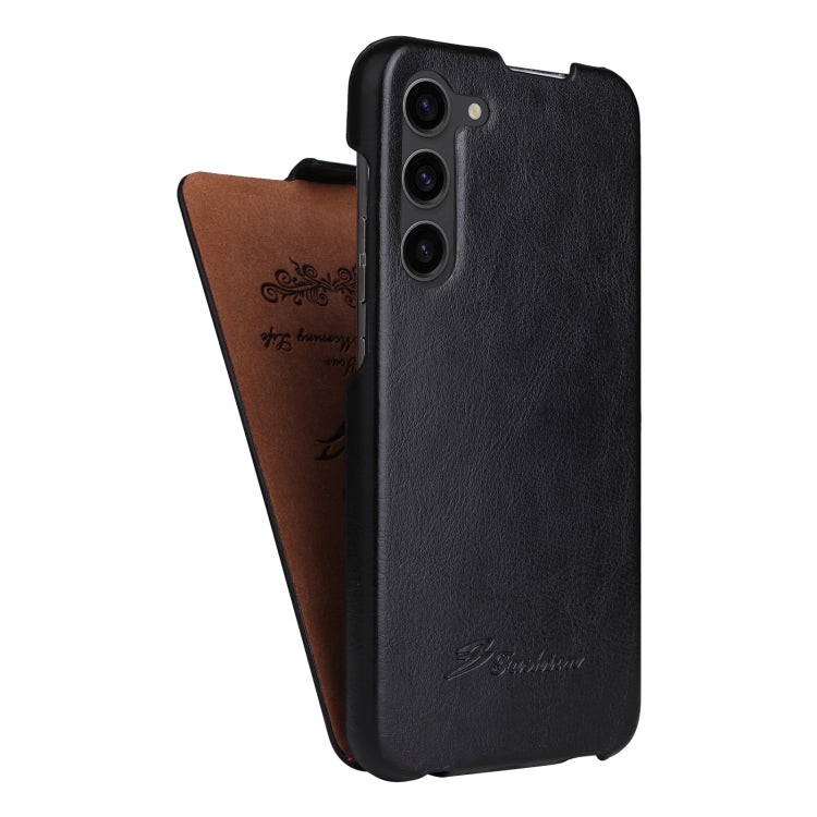 For Samsung Galaxy S24 5G Fierre Shann 64 Texture Vertical Flip PU Leather Phone Case(Black)