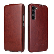 For Samsung Galaxy S24 5G Fierre Shann 64 Texture Vertical Flip PU Leather Phone Case(Brown)