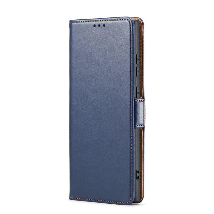 For Samsung Galaxy S24 Ultra 5G Fierre Shann PU Genuine Leather Texture Phone Case(Blue)