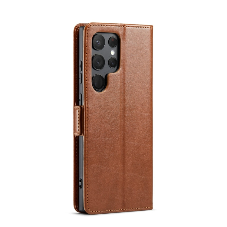 For Samsung Galaxy S24 Ultra 5G Fierre Shann PU Genuine Leather Texture Phone Case(Brown) - Galaxy S24 Ultra 5G Cases by FIERRE SHANN | Online Shopping South Africa | PMC Jewellery | Buy Now Pay Later Mobicred