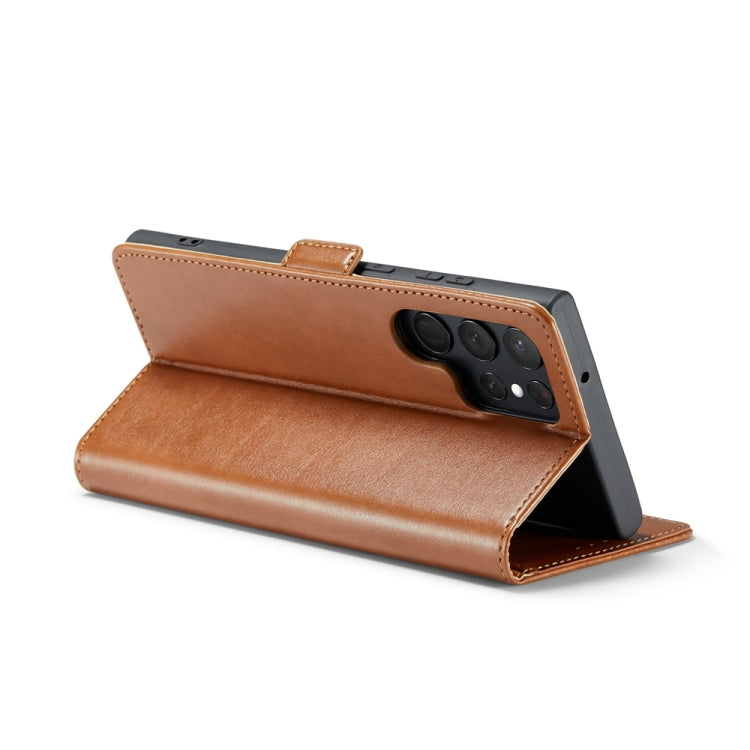 For Samsung Galaxy S24 Ultra 5G Fierre Shann PU Genuine Leather Texture Phone Case(Brown) - Galaxy S24 Ultra 5G Cases by FIERRE SHANN | Online Shopping South Africa | PMC Jewellery | Buy Now Pay Later Mobicred