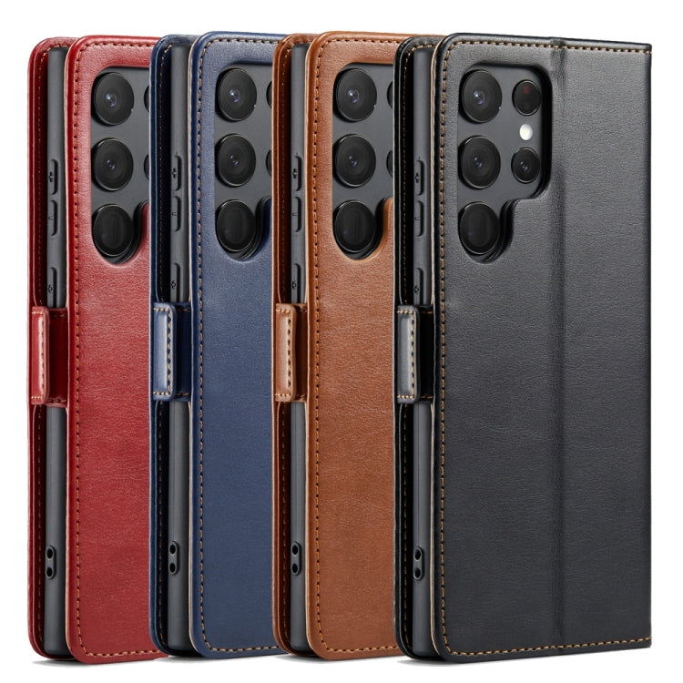 For Samsung Galaxy S24 Ultra 5G Fierre Shann PU Genuine Leather Texture Phone Case(Brown) - Galaxy S24 Ultra 5G Cases by FIERRE SHANN | Online Shopping South Africa | PMC Jewellery | Buy Now Pay Later Mobicred