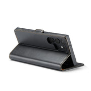 For Samsung Galaxy S24 Ultra 5G Fierre Shann PU Genuine Leather Texture Phone Case(Black)