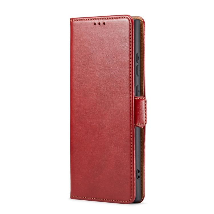 For Samsung Galaxy S24 Ultra 5G Fierre Shann PU Genuine Leather Texture Phone Case(Red) - free shipping - PMC Jewellery - Order now!