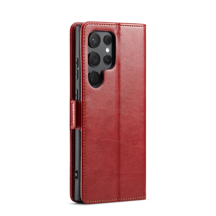 For Samsung Galaxy S24 Ultra 5G Fierre Shann PU Genuine Leather Texture Phone Case(Red) - free shipping - PMC Jewellery - Order now!