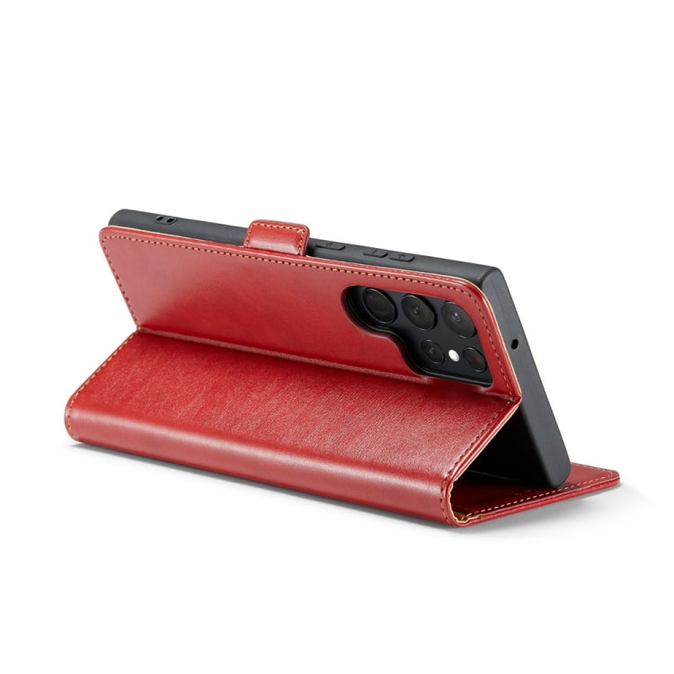 For Samsung Galaxy S24 Ultra 5G Fierre Shann PU Genuine Leather Texture Phone Case(Red) - free shipping - PMC Jewellery - Order now!