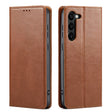 For Samsung Galaxy S24+ 5G Fierre Shann PU Genuine Leather Texture Phone Case(Brown) - Galaxy S24+ 5G Cases by FIERRE SHANN | Online Shopping South Africa | PMC Jewellery | Buy Now Pay Later Mobicred