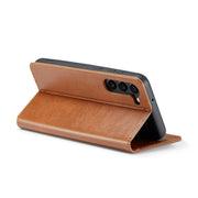 For Samsung Galaxy S24+ 5G Fierre Shann PU Genuine Leather Texture Phone Case(Brown)