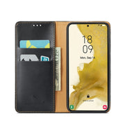For Samsung Galaxy S24+ 5G Fierre Shann PU Genuine Leather Texture Phone Case(Black)