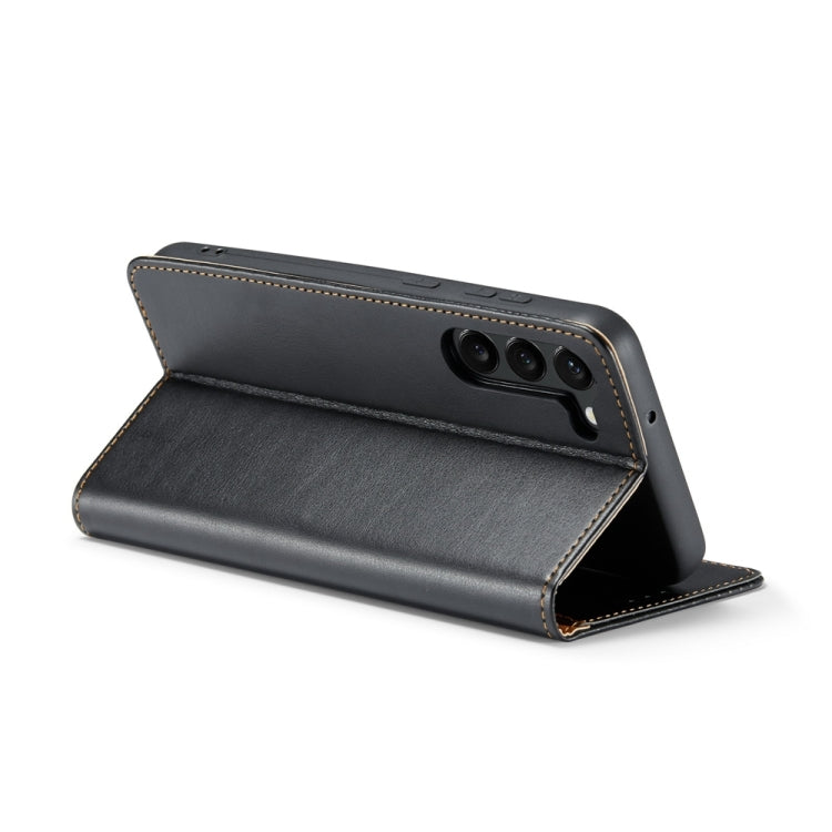 For Samsung Galaxy S24+ 5G Fierre Shann PU Genuine Leather Texture Phone Case(Black)